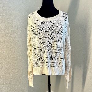 Lucky Brand Cream Open-Knit Sweater